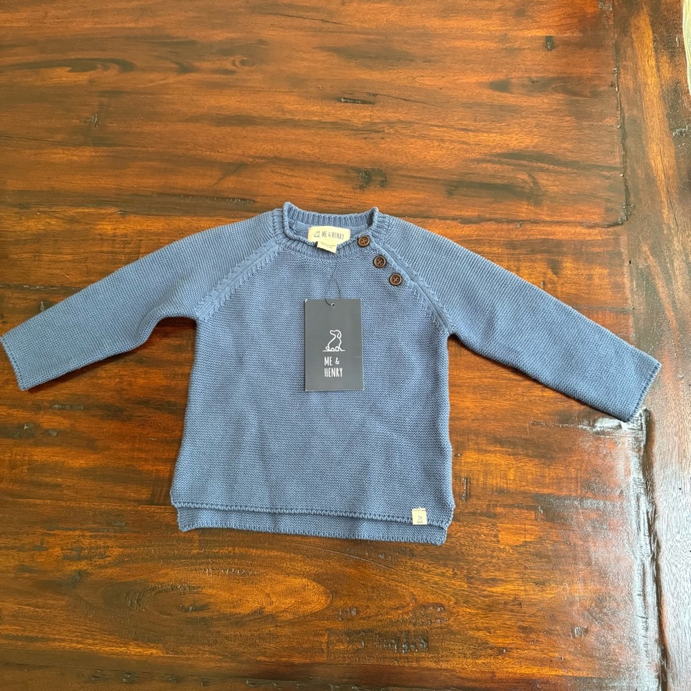 Me & Henry 100% Cotton Sweater (Navy) sz 6-12 mos NWT